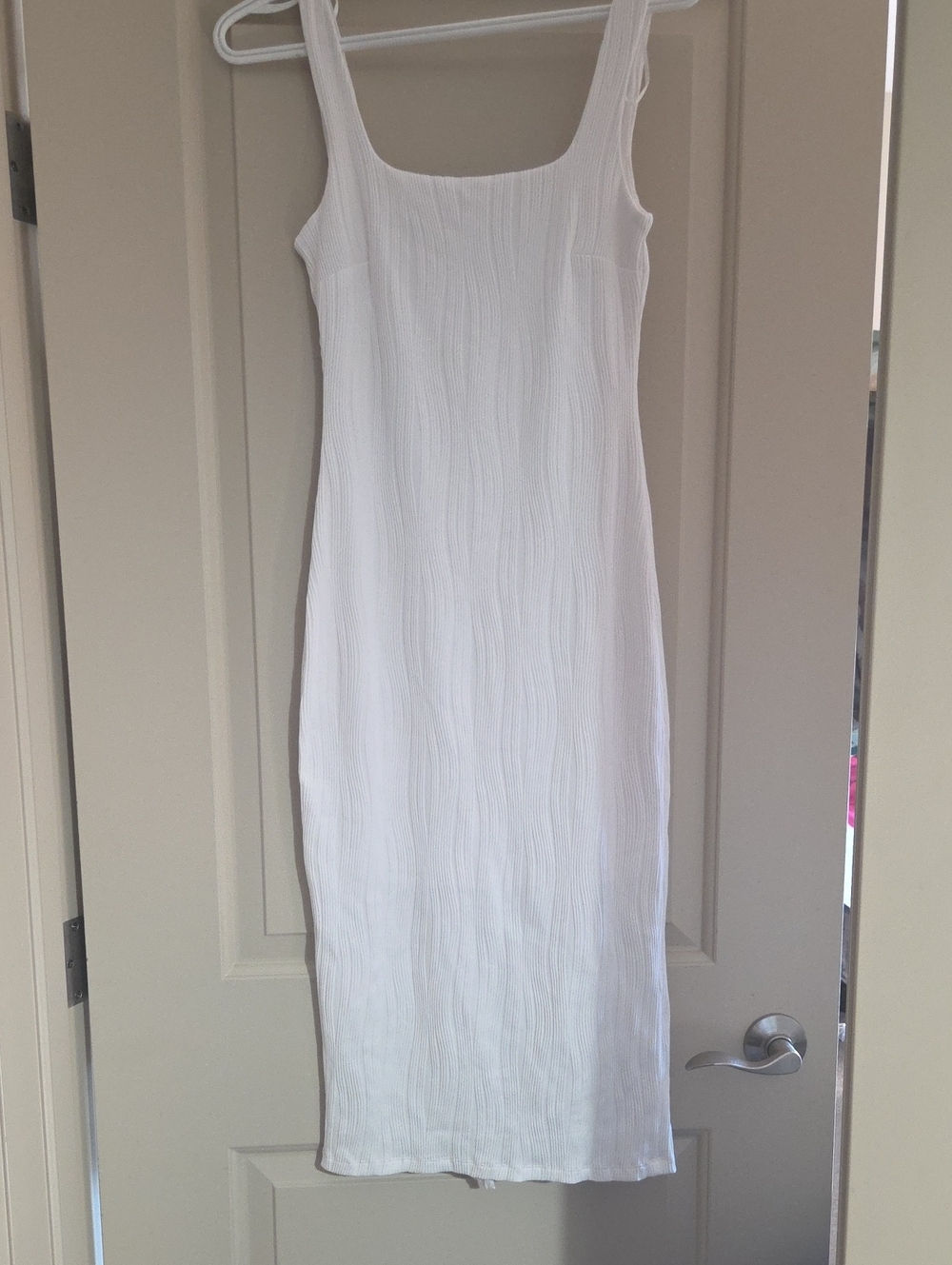 Sleeveless Ribbed Knit Dress in Cream